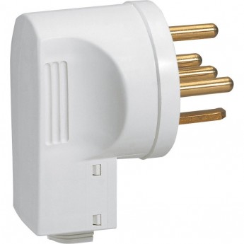 Вилка пластиковая LEGRAND 3К+Н+З 32 А выход кабеля сбоку белый Вилка пластиковая LEGRAND 3К+Н+З 32 А выход кабеля сбоку белый