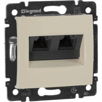 Информационная розетка LEGRAND Valena RJ45 категория 5e UTP 2 выхода с захватами слоновая кость