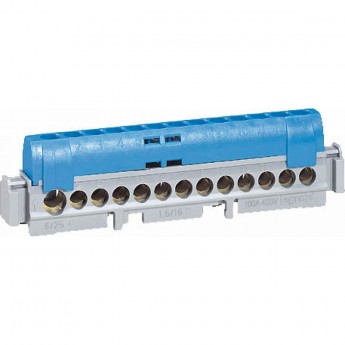 Клеммная колодка LEGRAND IP 2X нейтраль синяя 1 x 6-25 мм² - 21 x 1,5-16 мм² длина 141мм Клеммная колодка LEGRAND IP 2X нейтраль синяя 1 x 6-25 мм² - 21 x 1,5-16 мм² длина 141мм